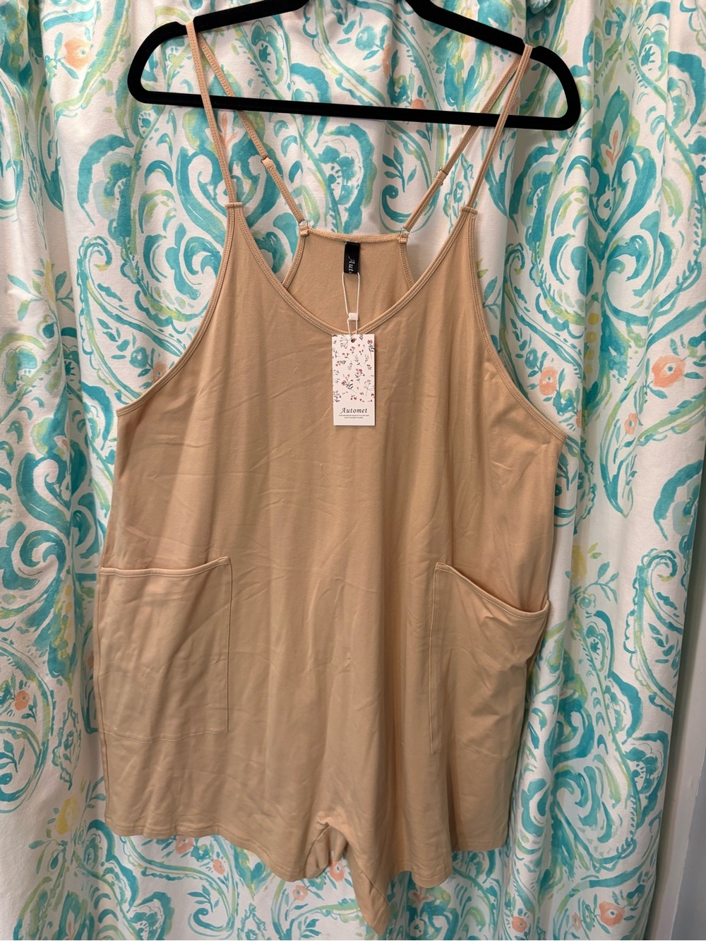 Everyday Strappy Romper in Beige